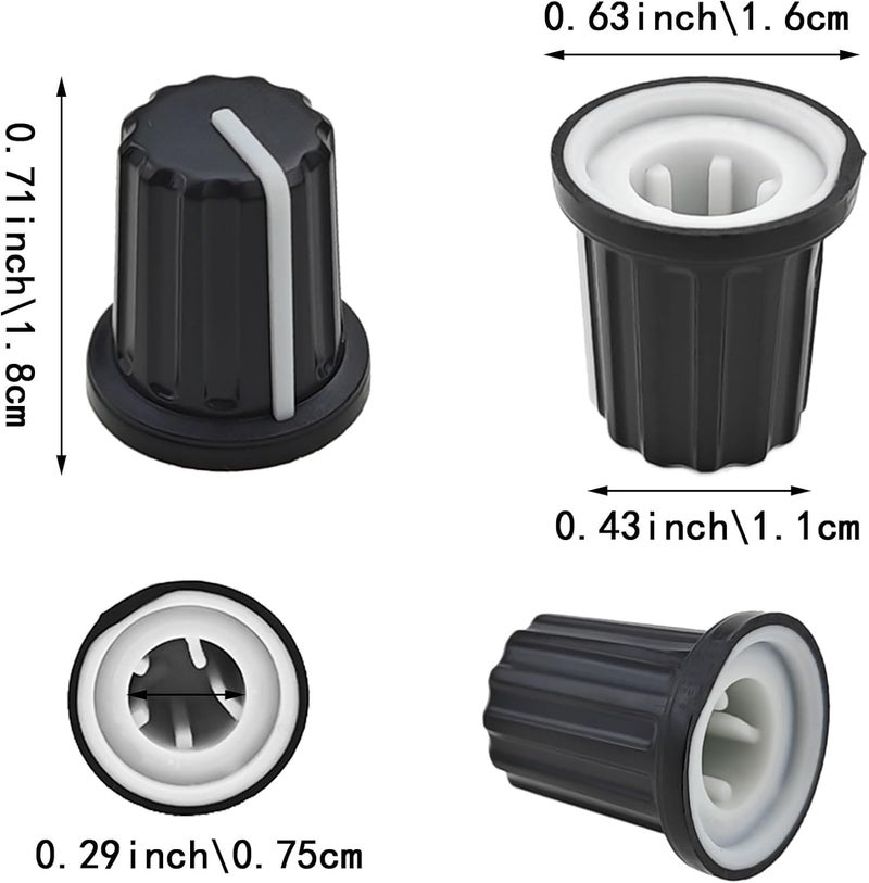 Capiant 20 PCS D Type Potentiometer Knobs, Plastic Volume Tone Knobs, for Encoder Electric Guitar Speaker Mixer Board DJ Controller Mixer Console 270 Degrees - Image 2